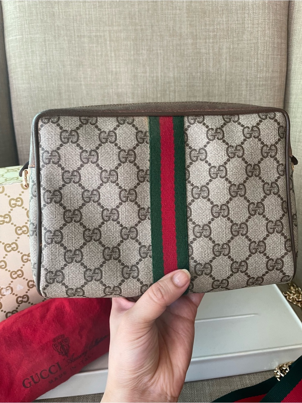 Authentic Gucci web sherry line clutch crossbody bag 89.01.012 - Picture 2 of 14